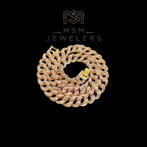 Luxury 14k Gold Plated 15mm Iced Stainless Steel 24" Iced Cuban Chain Necklace
